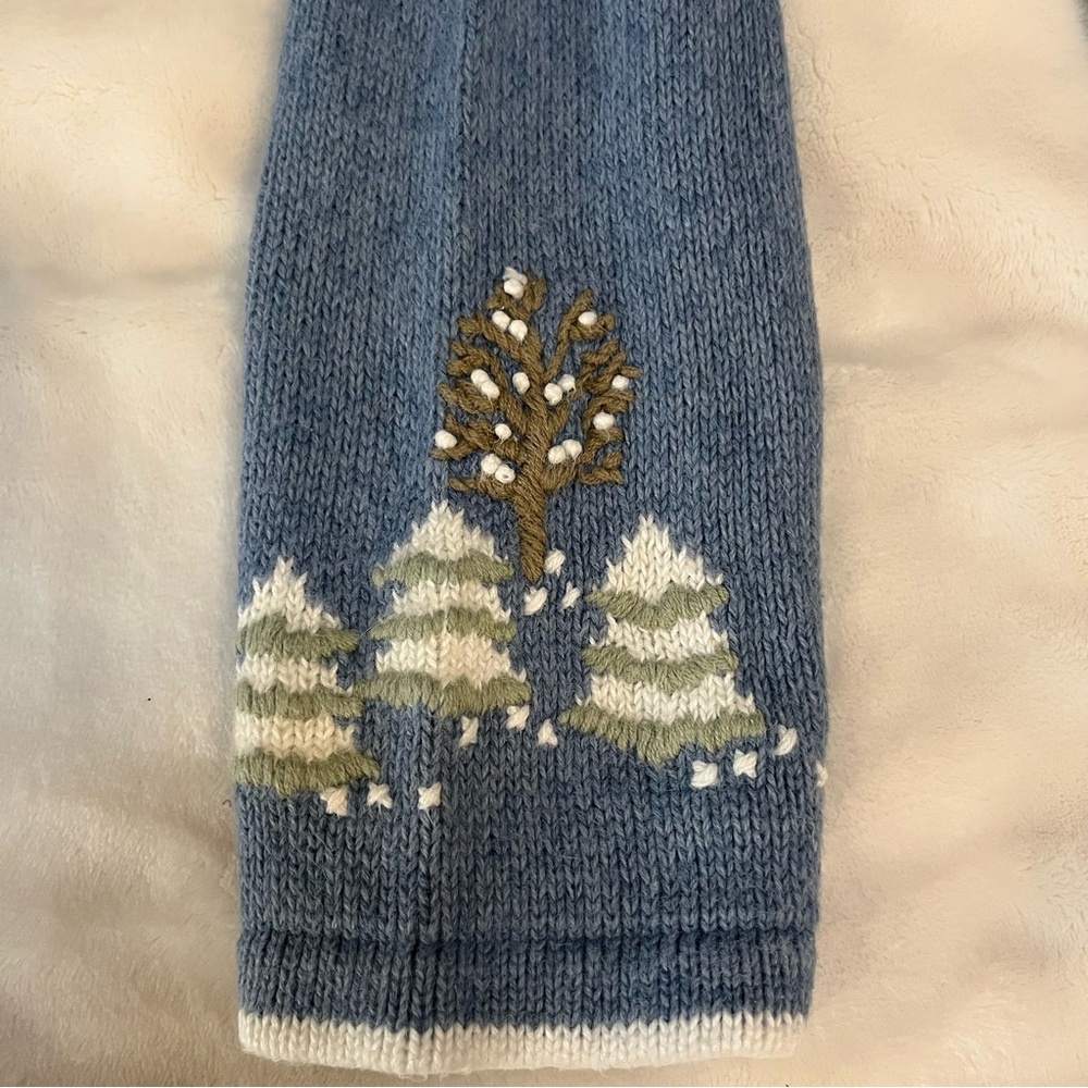 Christopher & Banks Blue Knit Vintage Ugly Christmas Sweater Grandma Embroidered - Picture 3 of 8